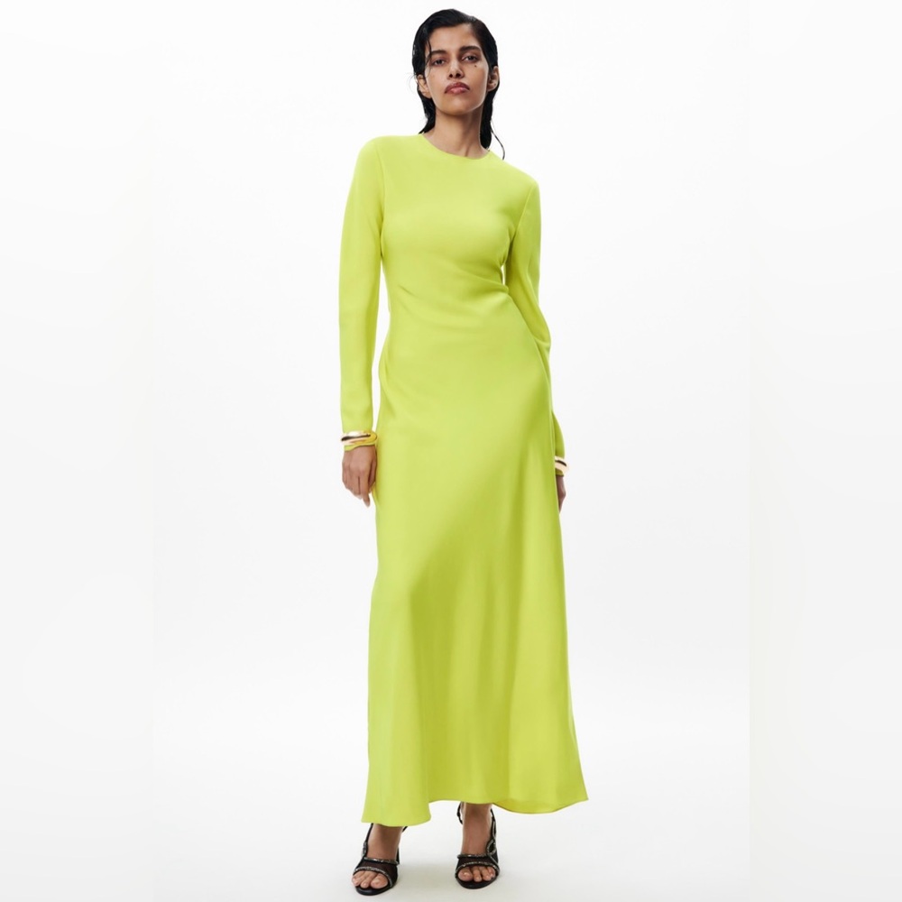 Zara maxi dress yellow satin effect